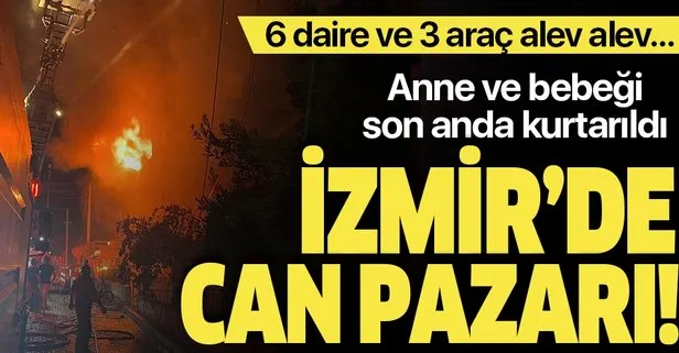 İzmir’de zemin kattaki işletmede çıkan yangında alevler 4 katlı binayı sardı
