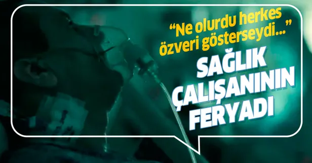 Sağlık Bakanı Koca koronavirüs tedavisi gören sağlık çalışanının görüntüsünü paylaştı: Ne olurdu herkes özveri gösterseydi...