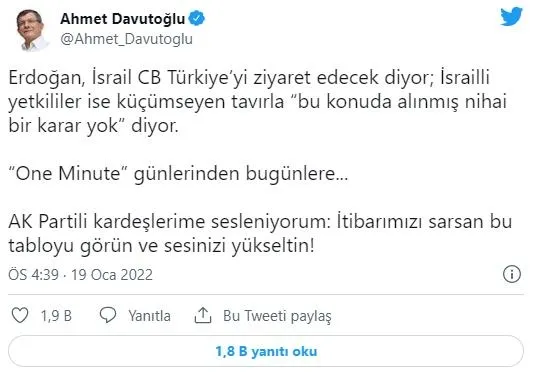 İsrail Cumhurbaşkanı Isaac Herzog'un olası Türkiye ziyareti "stratejik derinliklerde" kaybolan Davutoğlu'nu çarptı-3