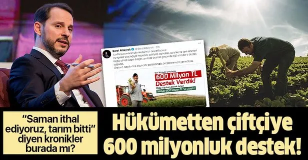 Hazine ve Maliye Bakanı Berat Albayrak açıkladı: Tarımsal üründe çiftçiye 600 milyon lira destek