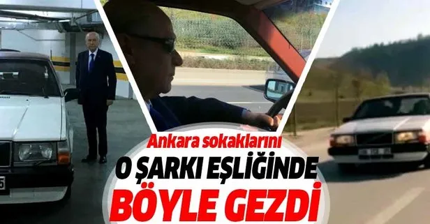 MHP Genel Başkanı Bahçeli’nin klasik araba turu! Ankara sokaklarını o şarkı eşliğinde böyle gezdi