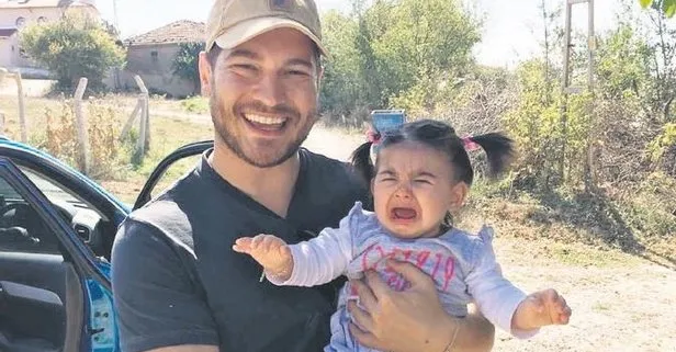 Çağatay Ulusoy, dizi setinde bir bebeği sevip babalık provası yaptı