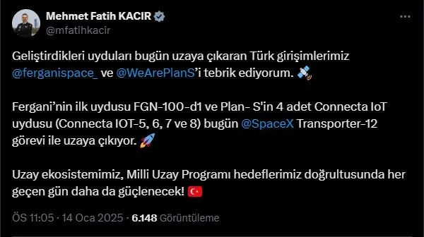 Fergani Uzay'ın ilk uydusu FGN-100-d1 ABD'den uzaya fırlatıldı-1