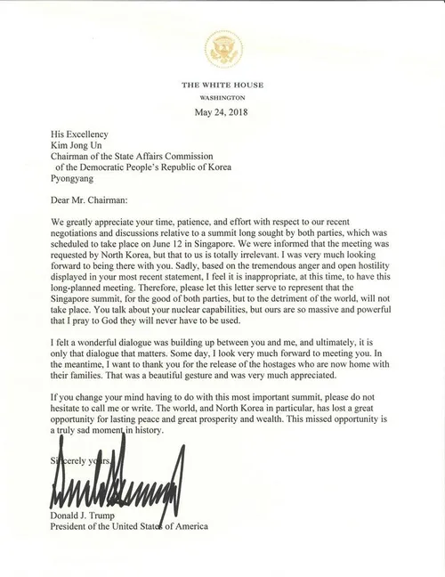 ABD Başkanı Trump Kim Jong-un'la olan görüşmesini iptal etti-1