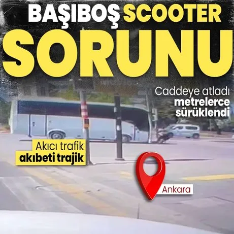 Scooter sorunu! Ankara’da feci kaza... İşlek caddede yolun karşısına geçmeye çalışınca metrelerce sürüklendi