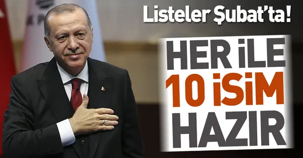 Her ile 10 isim hazır