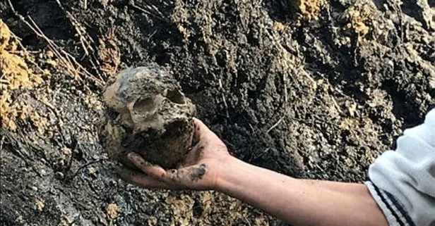 Aydın’da korkunç olay! Su borusu patlayınca ortaya çıktı! Okul bahçesinde kafatası ve kemik parçaları