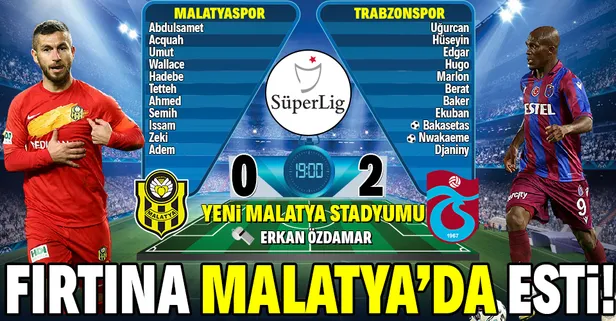 Fırtına, Malatya'da esti! (Yeni Malatyaspor 0-2 Trabzonspor MAÇ SONU ÖZET)