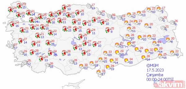HAVA DURUMU | Meteoroloji’den 17 kente sarı kodlu uyarı! Sel, su baskını, hortum geliyor dikkat | 17 Mayıs 2023 hava durumu - 2