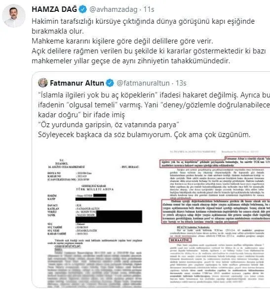 İstanbul 16. Asliye Ceza Mahkemesi tarafından hukukun canına okuyan karar! Fatmanur Altun'a edilen hakareti akladılar-2