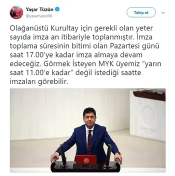 Son dakika.... CHP'li Tüzün: Kurultay için yeterli imzayı topladık-1