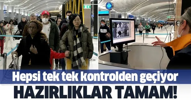 Çin’den İstanbul’a gelen yolcuların termal kameralarla koronavirüs kontrolü devam ediyor