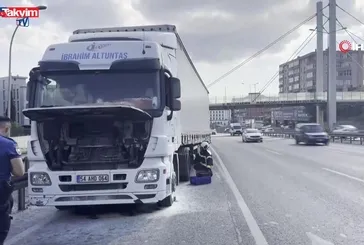 Gebze’de seyir halindeki tır alev aldı
