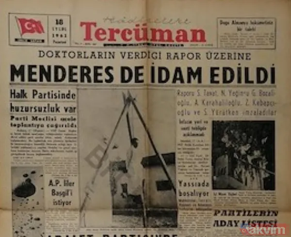 17 Eylül 1961... Darağacında celladı sarhoş Türk demokrasisi! Adnan Menderes'in son sözleri... Dönemin utanç manşetleri - 15