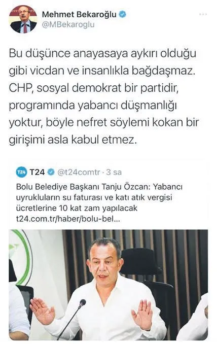 Bolu Belediye Başkanı Tanju Özcan’ın yabancılara yönelik ayrımcı tutumuna mahkeme dur dedi-1
