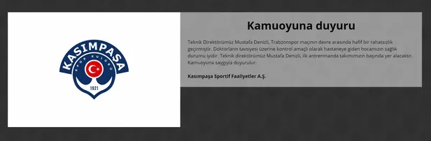 Kasımpaşa'dan Mustafa Denizli açıklaması-1