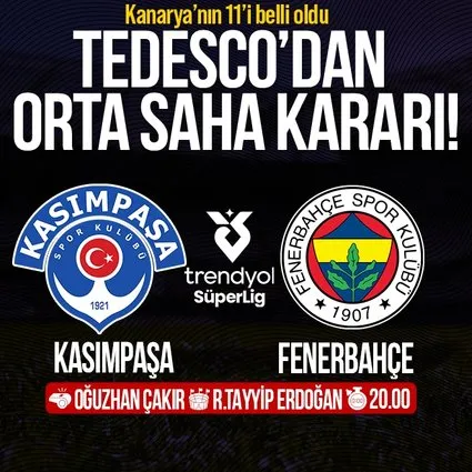 Fenerbahçe'nin ilk 11'i belli oldu
