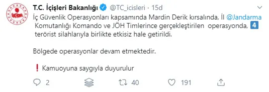 Son dakika: İçişleri Bakanlığı duyurdu: 4 terörist silahlarıyla birlikte etkisiz hale getirildi-1