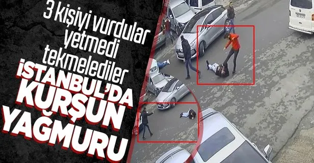 Son dakika: Esenyurt’ta 1’i polis 3 kişinin vurulduğu an kamerada! Yaralıları yerde tekmelediler