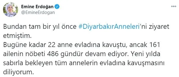 emine-erdogandan-diyarbakir-annelerine-yonelik-yeni-yil-mesaji-sabirla-bekleyen-tum-annelerin-evladina-kavusmasini-diliyorum-1609430283370.jpg Emine Erdoğan'dan Diyarbakır annelerine yönelik yeni yıl mesajı: Sabırla bekleyen tüm annelerin evladına kavuşmasını diliyorum-2