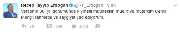 Cumhurbaşkanı Erdoğan, Cemil Meriç'i andı-1