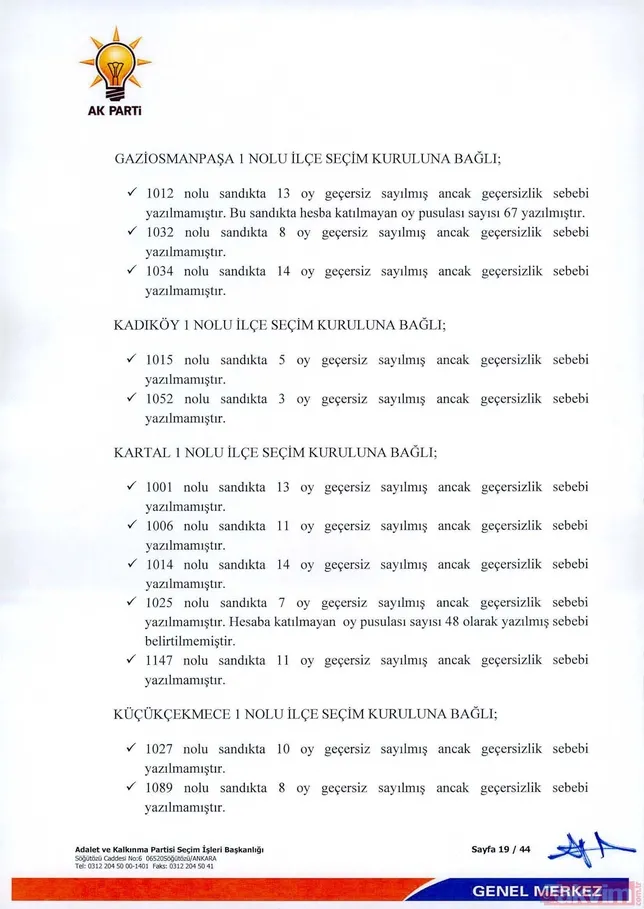 İÅte  AK Parti İstanbul seçimlenin iptali için YSK'ya verdiÄi 44 sayfalık olaÄanüstü itiraz dilekçesi