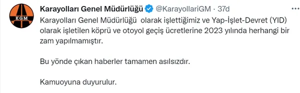 2023'ün ilk yalanı HALK TV'den! Köprü ve otoyol geçiş ücretleri zamlandı mı? Karayolları Genel Müdürlüğü'nden açıklama-3