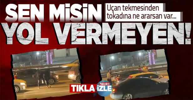 İstanbul Maltepe'de yol verme tartışması büyüyünce tekmeler ve yumruklar konuştu