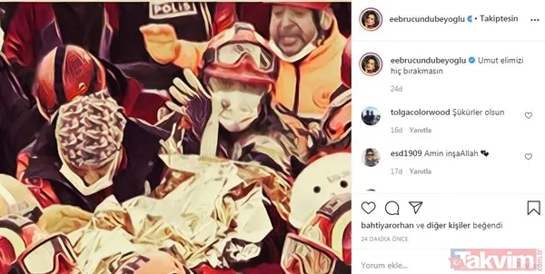 Elif bebek 65 saat sonra Türkiye'ye umut oldu! Ünlülerden Elif Perinçek paylaşımı: Bize yaşattığın mutluluk ve umut... - 13