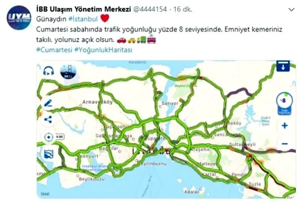 İBB sosyal medyadan paylaştı! İstanbul'da trafik yoğunluğu yüzde 8'e düştü-1
