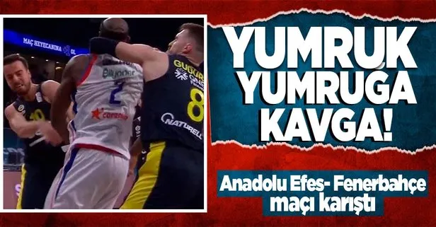 Anadolu Efes - Fenerbahçe Beko basketbol maçında kavga! Chris Singleton ve Melih Mahmutoğlu birbirine girdi