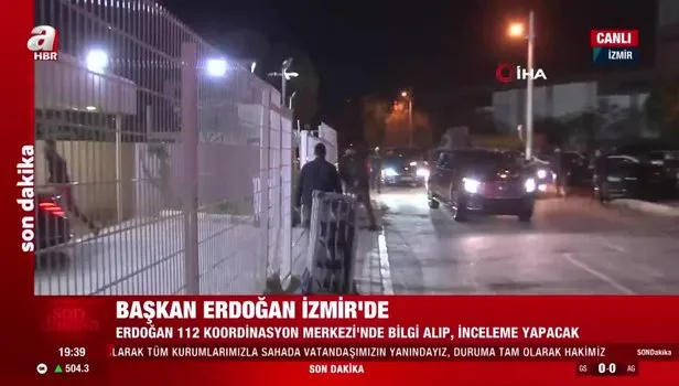 Başkan Recep Tayyip Erdoğan incelemelerde bulunmak üzere deprem bölgesi İzmir'e geldi