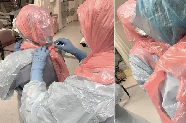 İngiltere'de Kovid-19 çaresizliği doktorlara bunu da yaptırdı: Çöp torbası giyerek korunmaya çalıştılar!