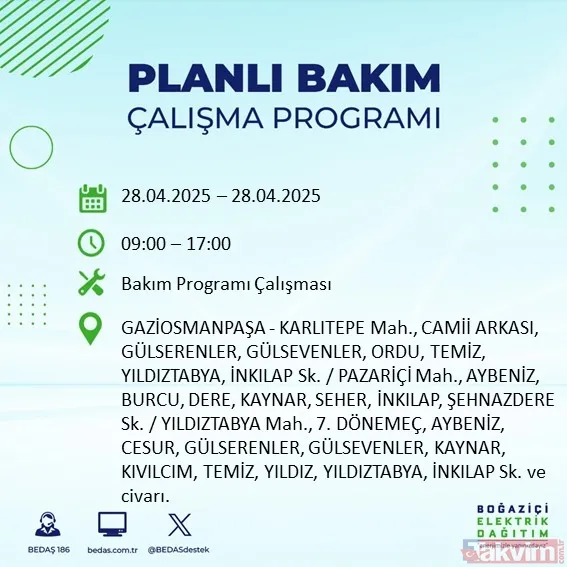 İSTANBUL ELEKTRİK KESİNTİSİ: BEDAŞ 28 Nisan 2025 Pazartesi elektriklerin gideceği ilçeleri duyurdu - 33