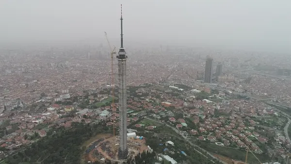 Anten kısmında sona gelinen Çamlıca Kulesi havadan görüntülendi-2