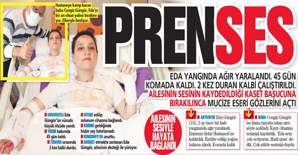 Yangında ağır yaralanan ve komada 2 kez kalbi duran Eda'nın mucize eseri hayata geri dönüşü