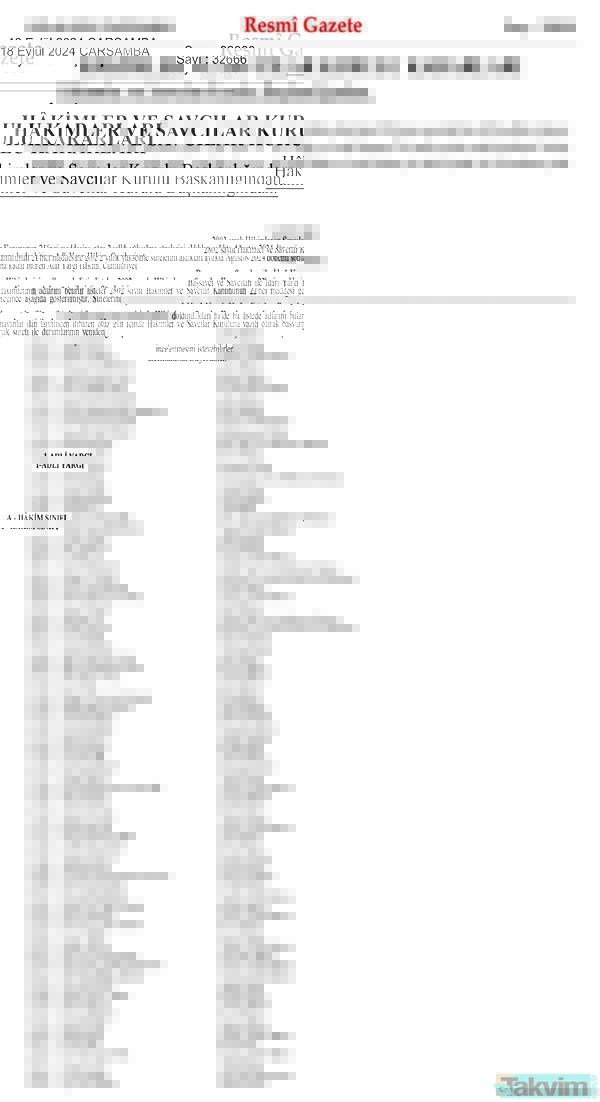 Hakim ve savcıların görevde yükselme kararları Resmi Gazete'de yayımlandı! İşte isim isim tüm liste - 1