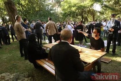 Başkan Erdoğan, Küçük Çamlıca Korusu’nda vatandaşlarla çay içti