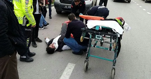 Bursa'da otomobil ile motosiklet birbirine girdi: O anlar kamerada