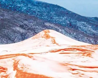 Çöle bile kar yağdı