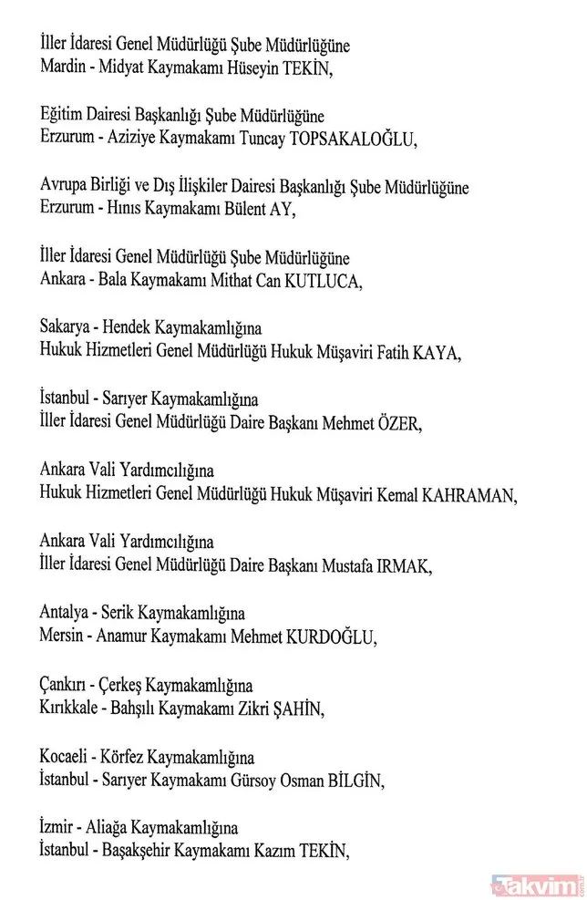 Son dakika haberi: 8 AÄustos Atama Kararları Resmi Gazete´de | Kaymakam atamaları tam liste