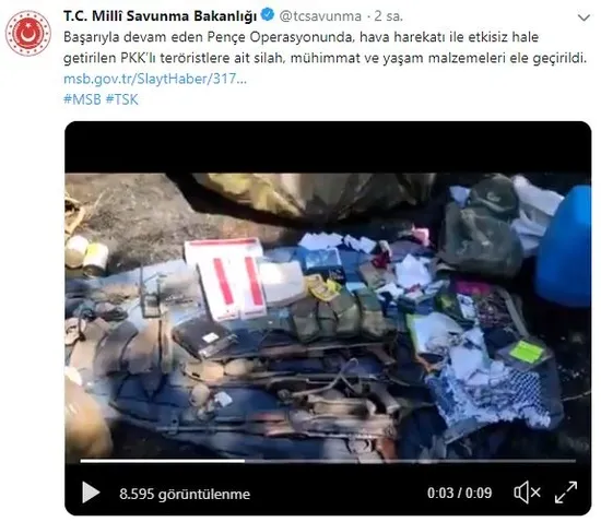 Pençe Harekatı'nda teröristlere ait silah ve mühimmat ele geçirildi-1