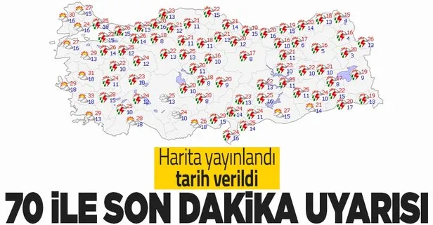 70 ile kuvvetli yağış uyarısı! Harita yayınlandı