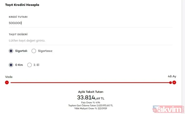 Akbank, Garanti, İş Bankası, Kuveyt Türk... 2. el taşıt kredisi hesaplama! 250,300,400 bin TL için faiz oranı çıktı! - 3