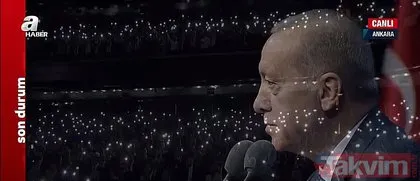 Tüm salon Kardan Aydınlık şiirinde tek yürek oldu!  Başkan Erdoğan’ın katıldığı TÜGVA Buluşması’nda Filistin’deki acımasız katliam unutulmadı