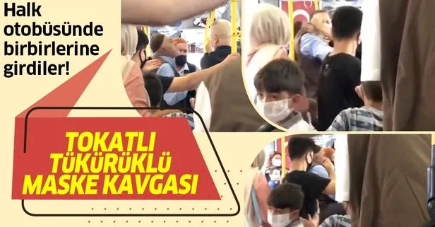 İstanbul’da halk otobüsünde tokatlı tükürüklü maske kavgası