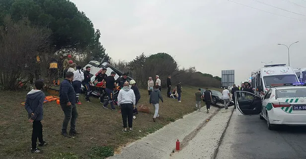 TEM’de otomobilin çarptığı minibüs takla attı: 4 yaralı