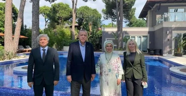 Başkan Erdoğan Akdeniz Üniversitesi Rektörü Prof. Dr. Özlenen Özkan ve eşi Ömer Özkan’la bir araya geldi