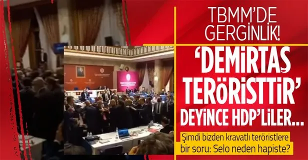 Son dakika: TBMM’de gerginlik! MHP’li Olcay Kılavuz Selahattin Demirtaş teröristtir dedi HDP’liler çıldırdı