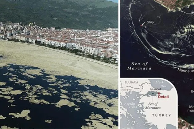Marmara Denizi'ndeki deniz salyaları ABD basınında! Uydudan böyle göründü!